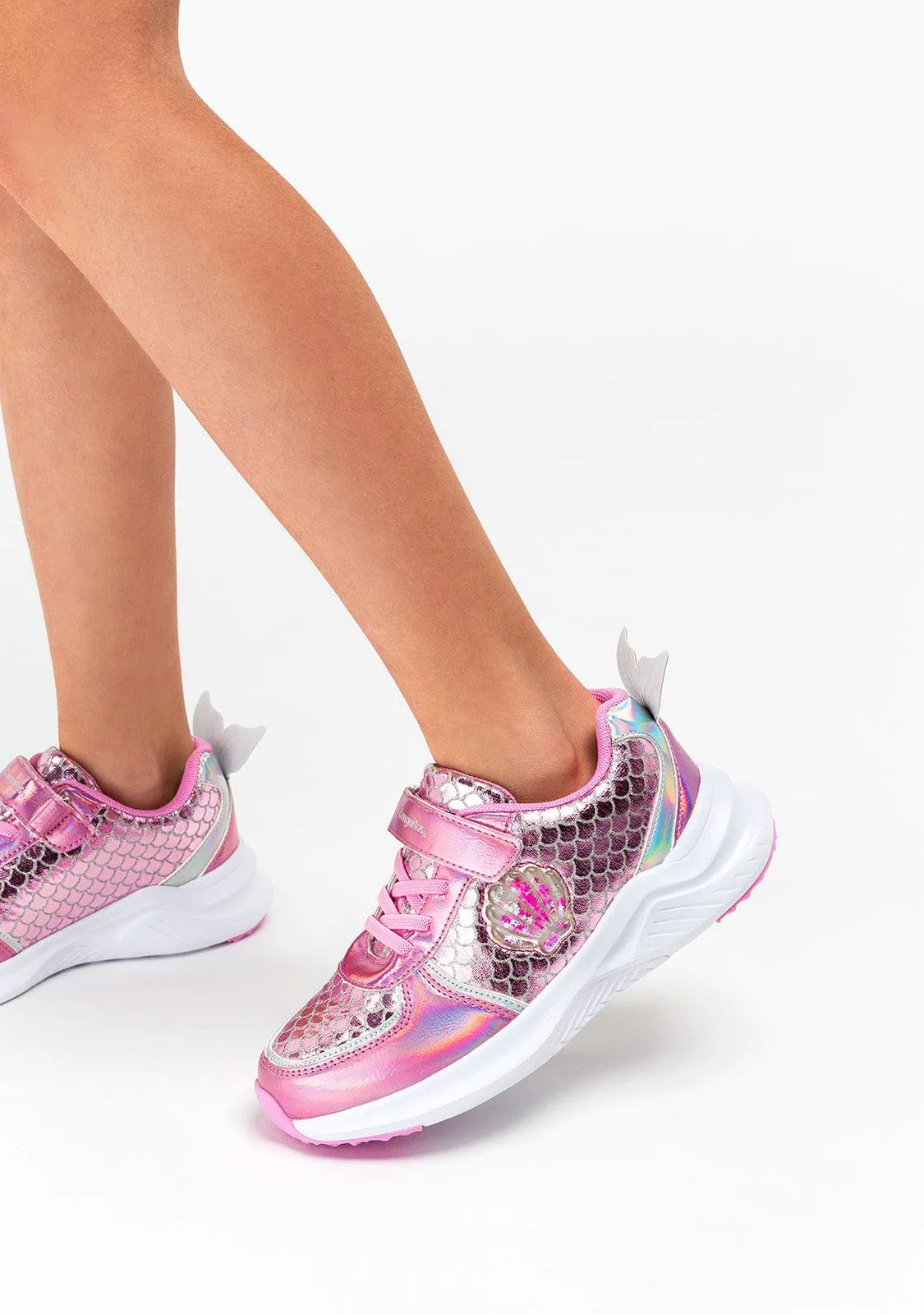 Girl's Pink With Lights Mermaid Sneakers