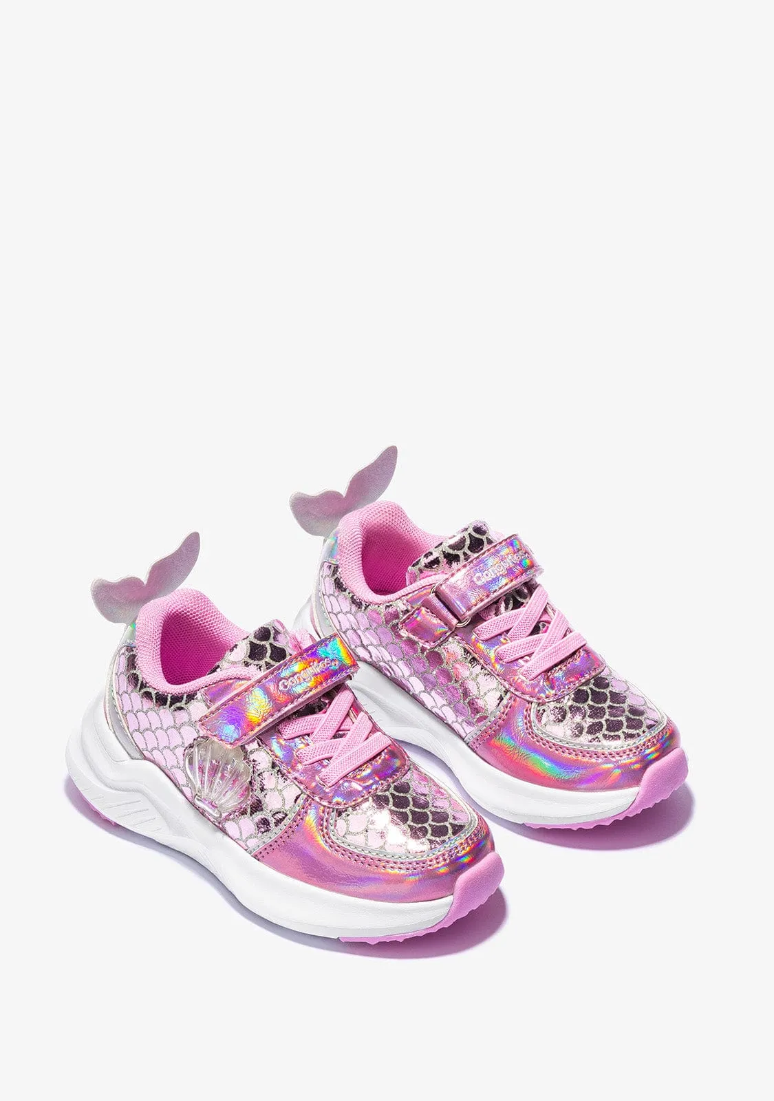 Girl's Pink With Lights Mermaid Sneakers