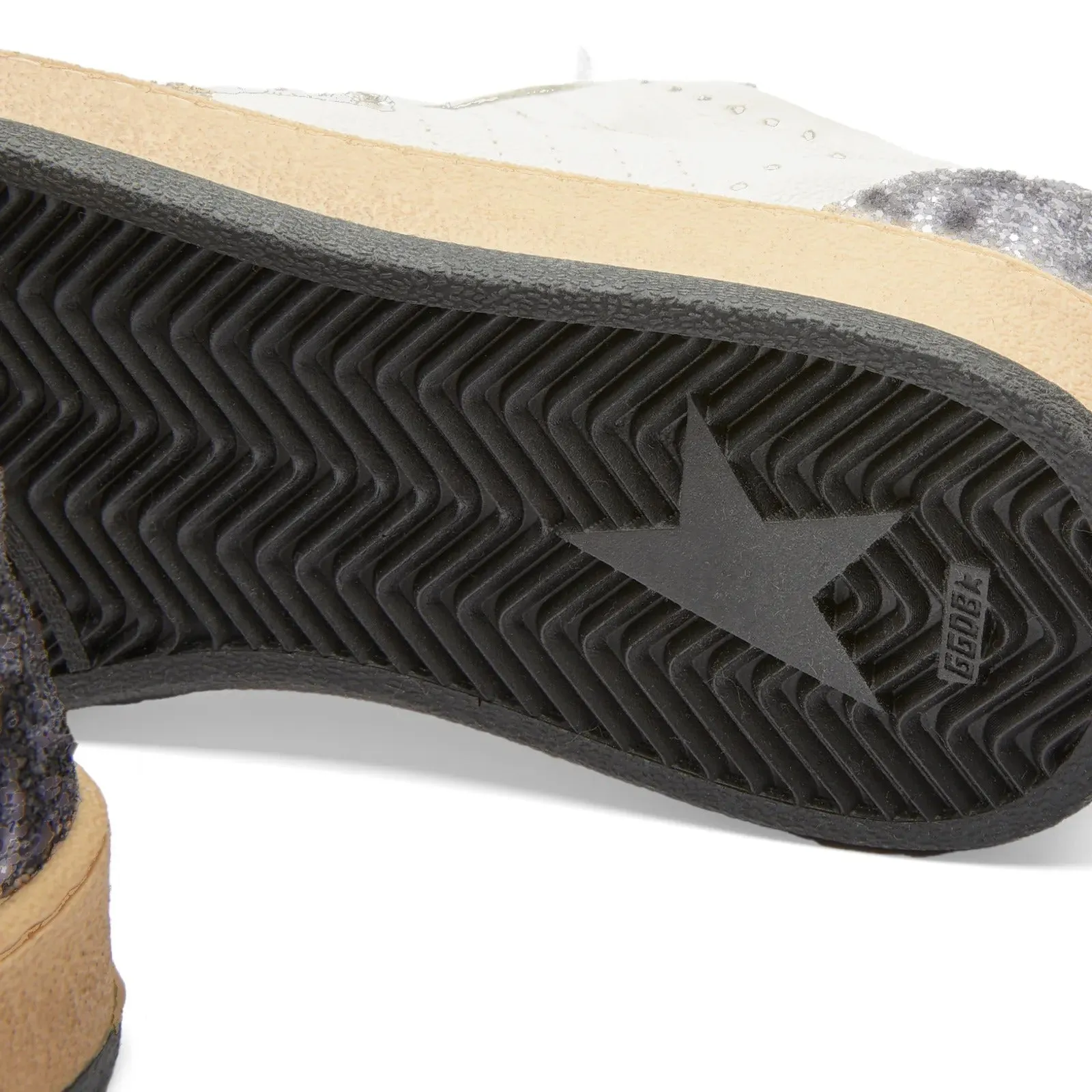 Golden Goose Ball Star Leather Sneakers, beige/silver/light brown