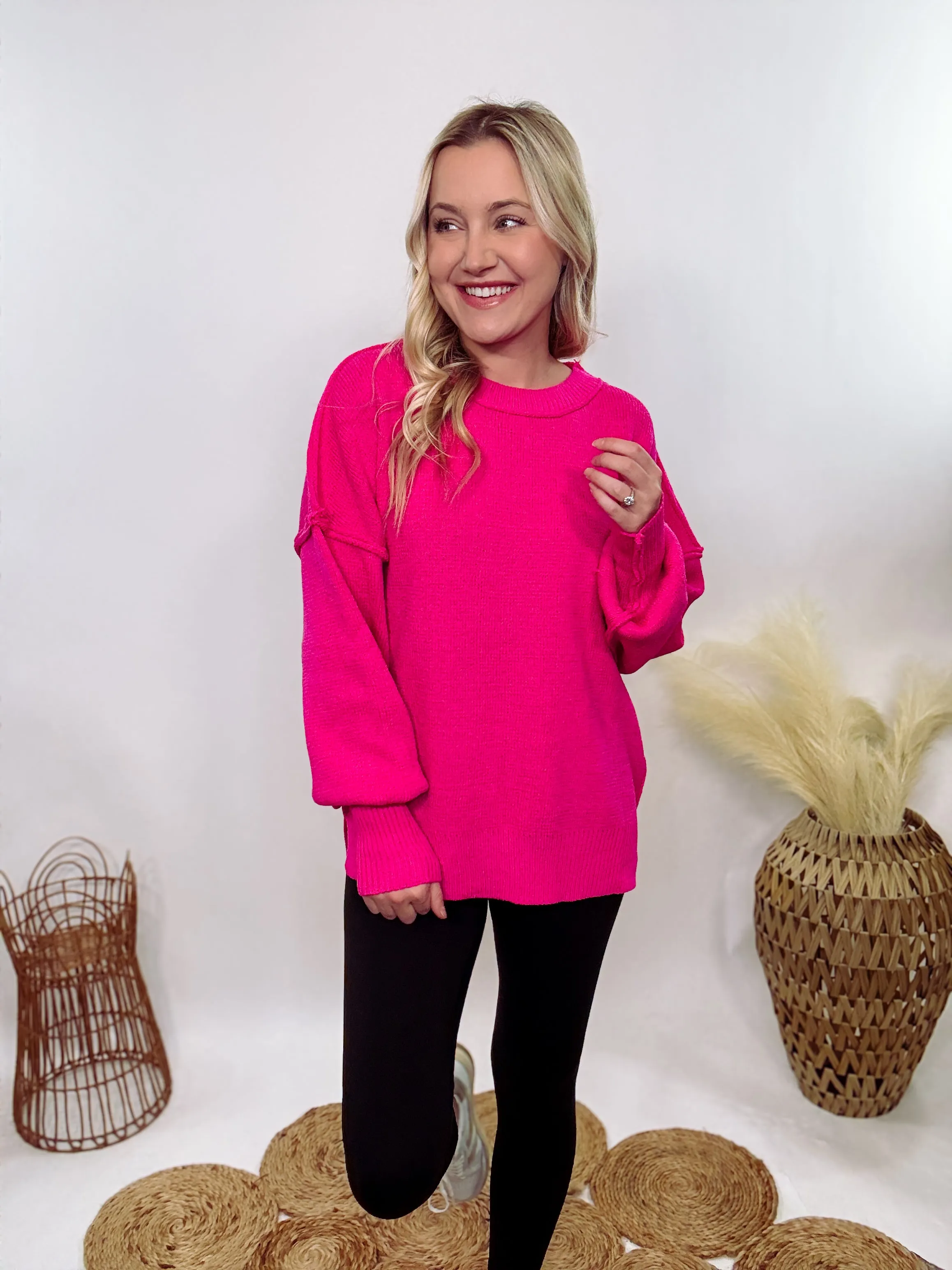 Hot Pink Oversized Sweater