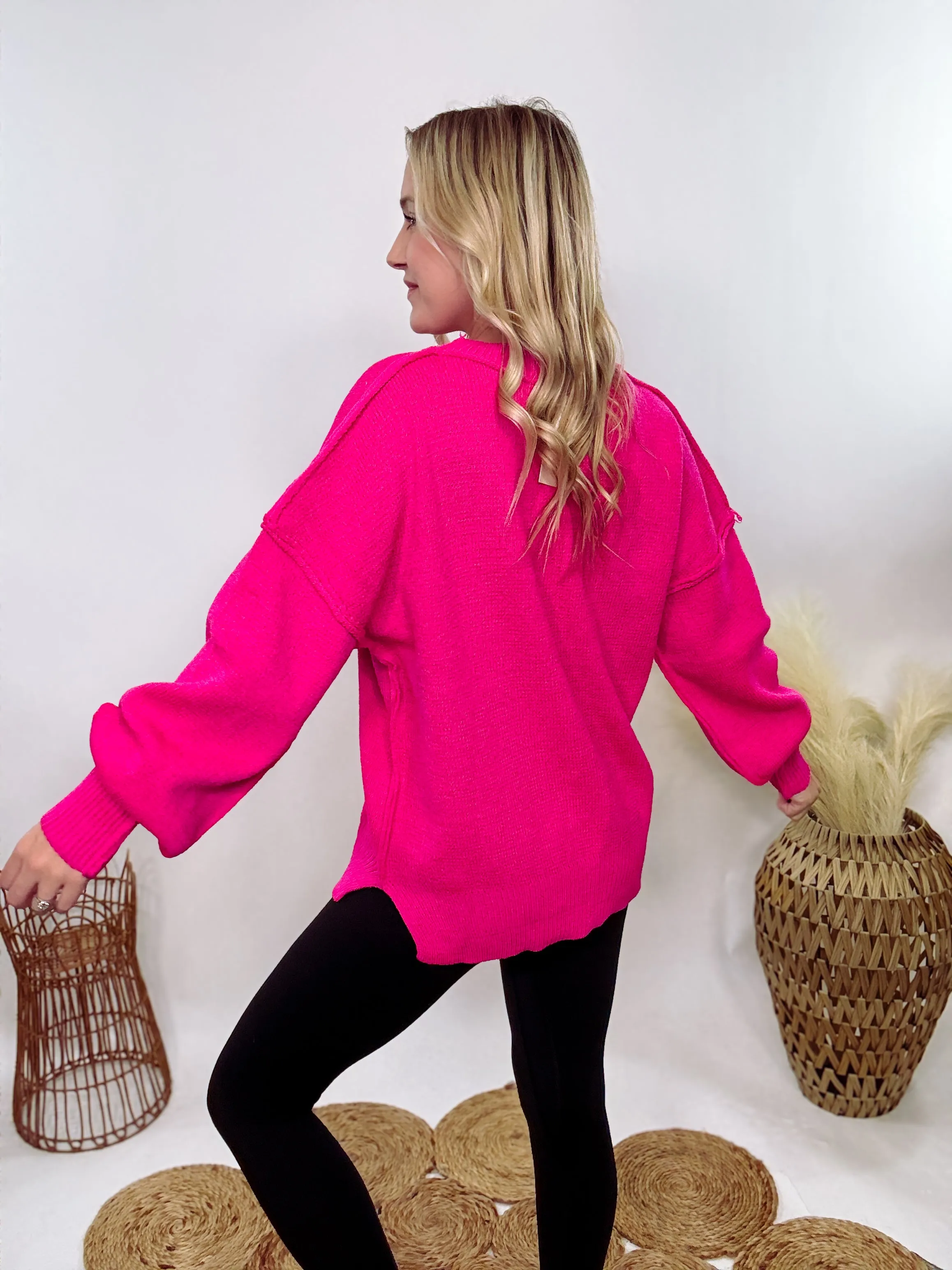 Hot Pink Oversized Sweater