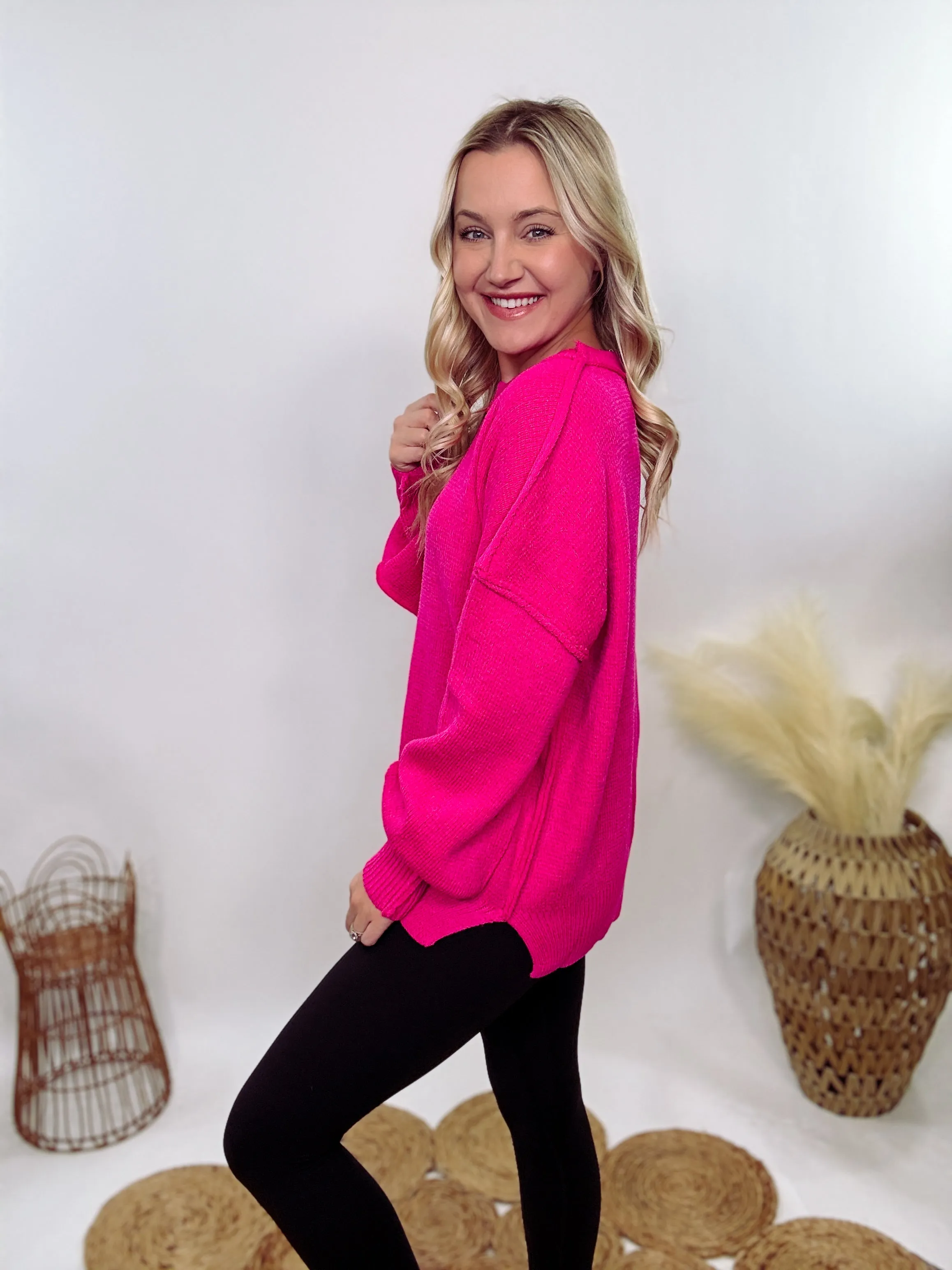Hot Pink Oversized Sweater
