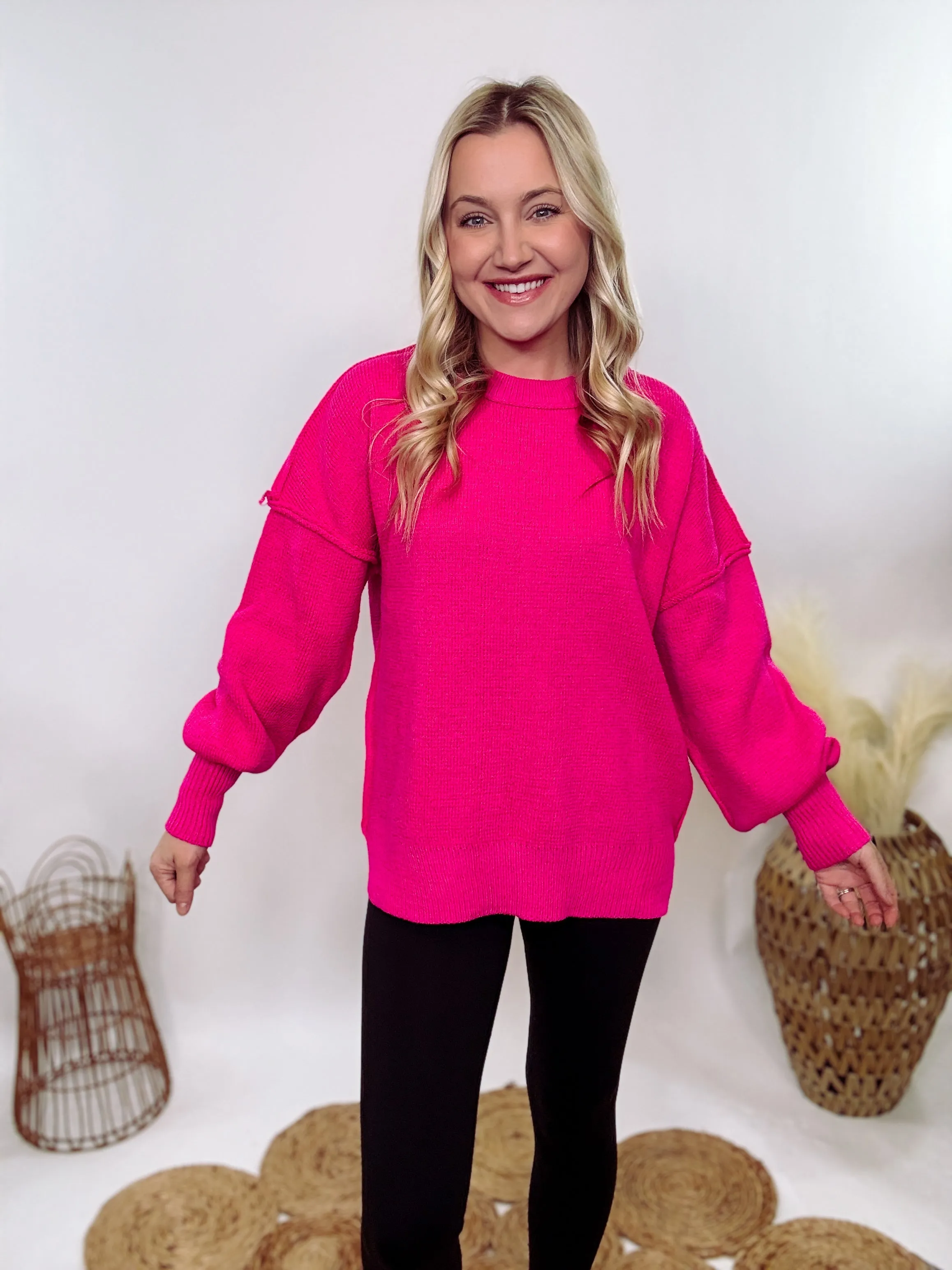 Hot Pink Oversized Sweater
