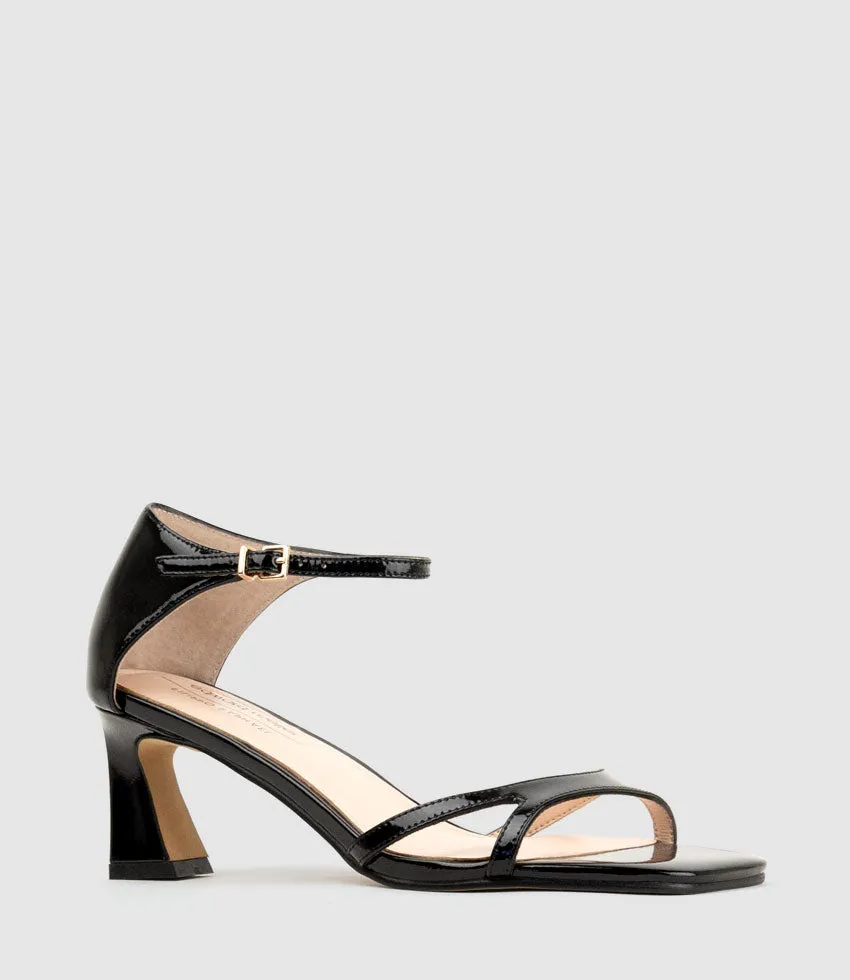 KATE60 Square Toe Sandal in Black Patent
