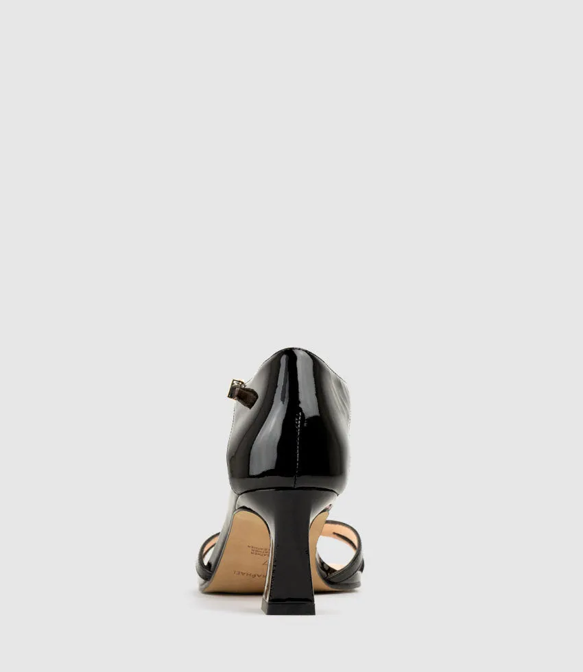 KATE60 Square Toe Sandal in Black Patent