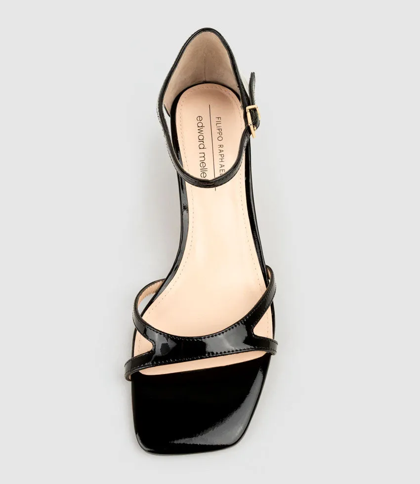 KATE60 Square Toe Sandal in Black Patent