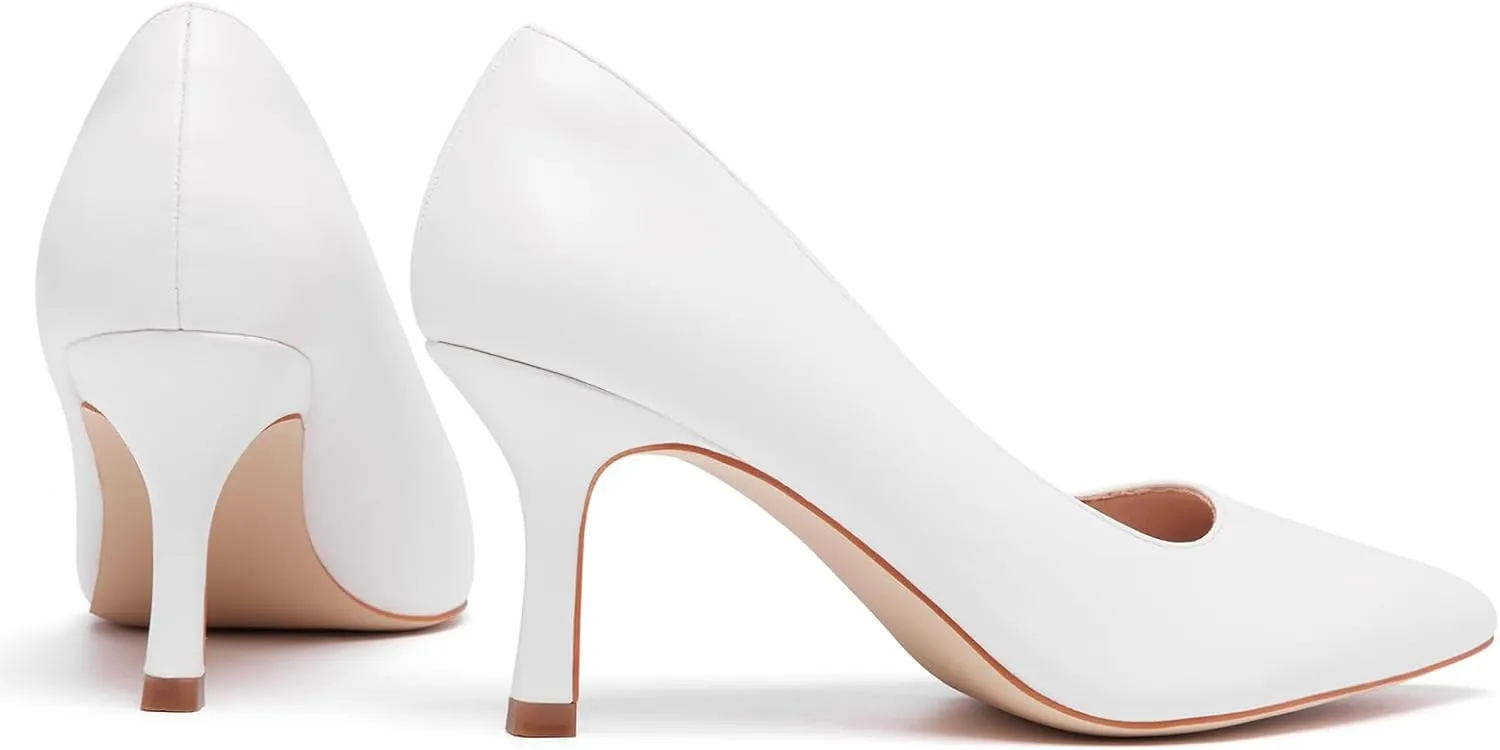 Kitten Heels Closed Toe Heels Women's Pumps Low Stiletto Pointed Toe Office Bridal Wedding Party Work Dress Pumps Shoes