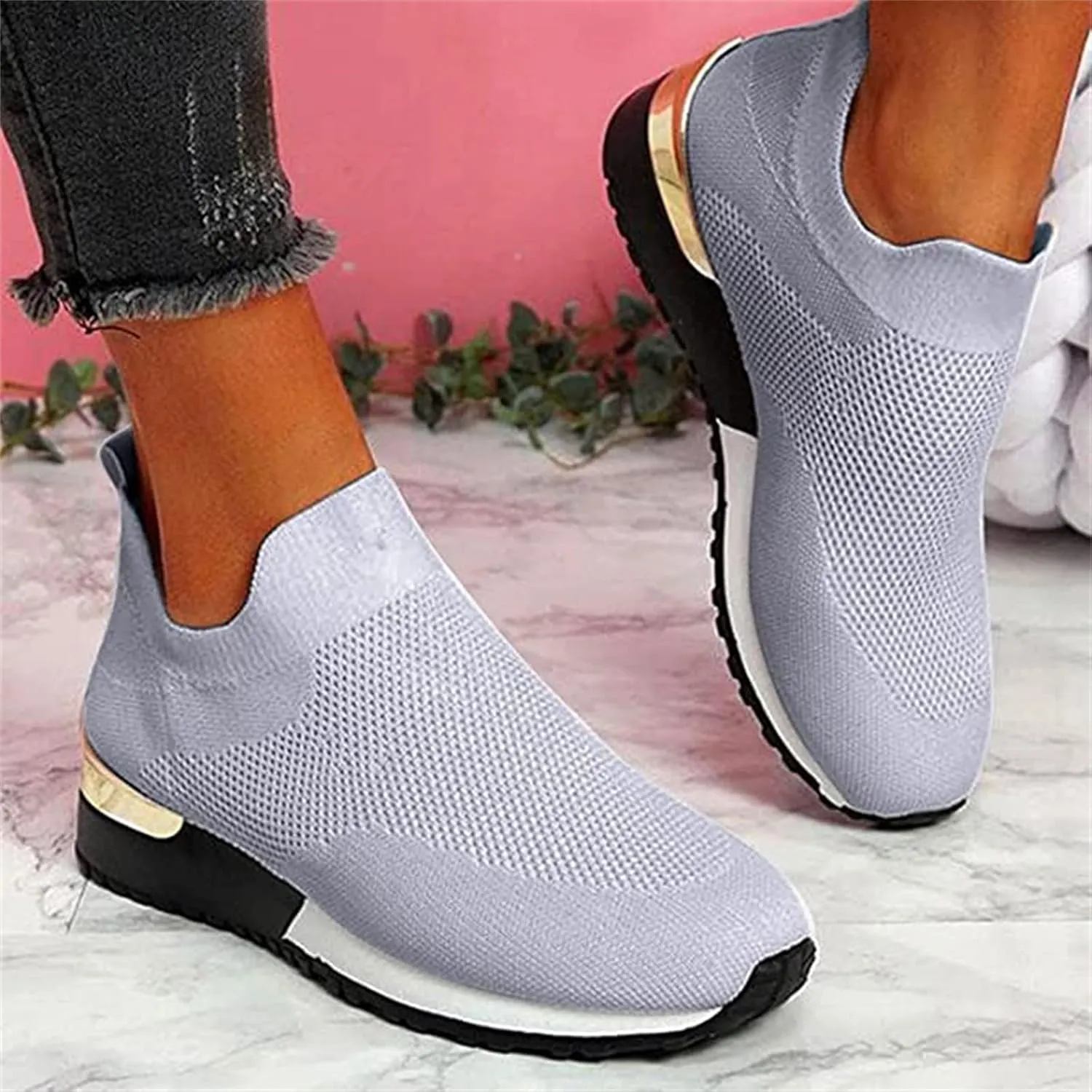 Ladmiple Gym Shoes For Women Workout Running Walking Shoes Slip on Sock Sneakers Mesh Non Slip Athletic Tennis Shoes