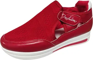 Ladmiple Sneakers For Women Slip On Wide Width PU Leather Shoes Lace Up Casual Fashion Walking Platform Flats Loafers