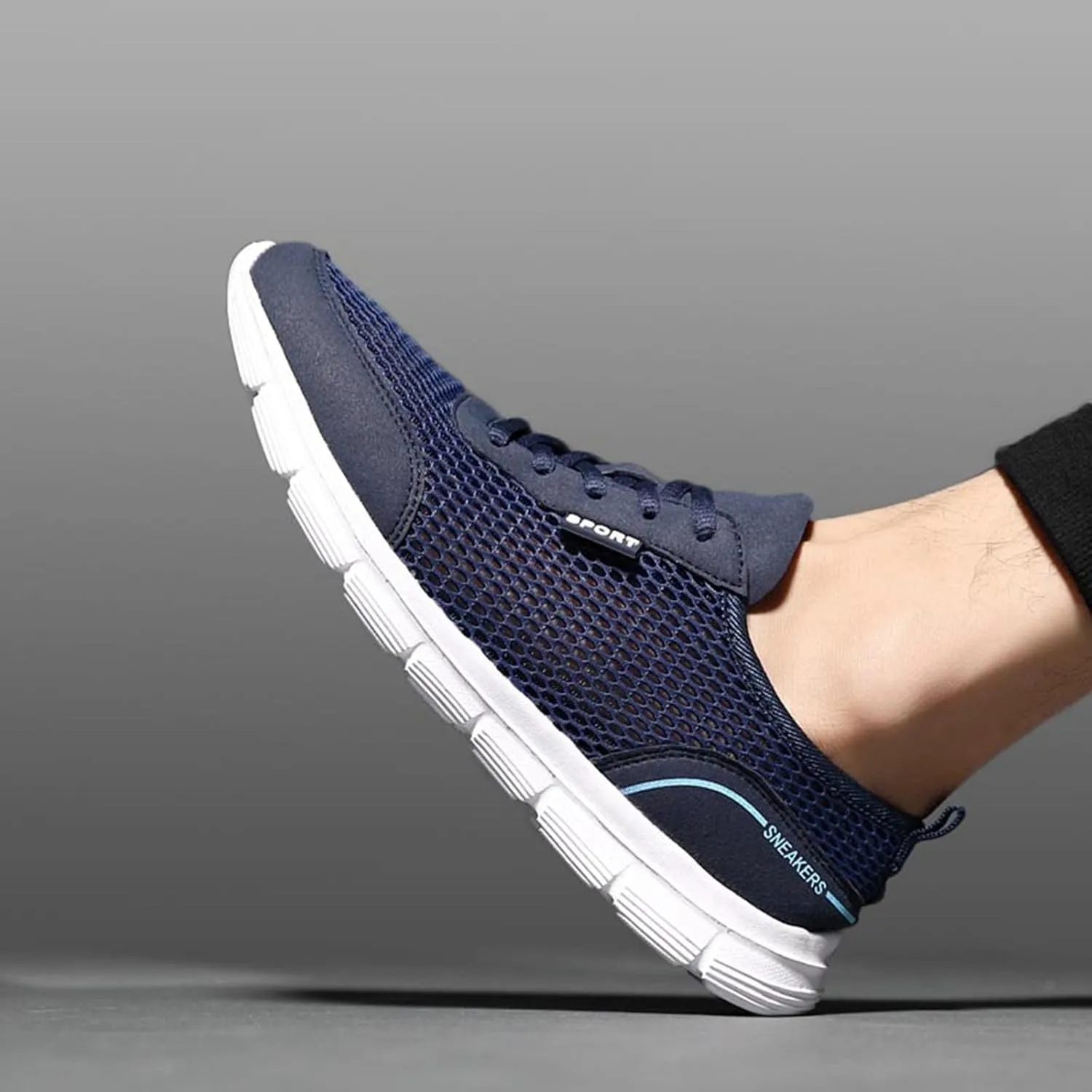 Lightweight Arch Support Sneakers for Men Breathable Elastic Fly Woven Mesh Sneaker Men's Business Casual Shoes