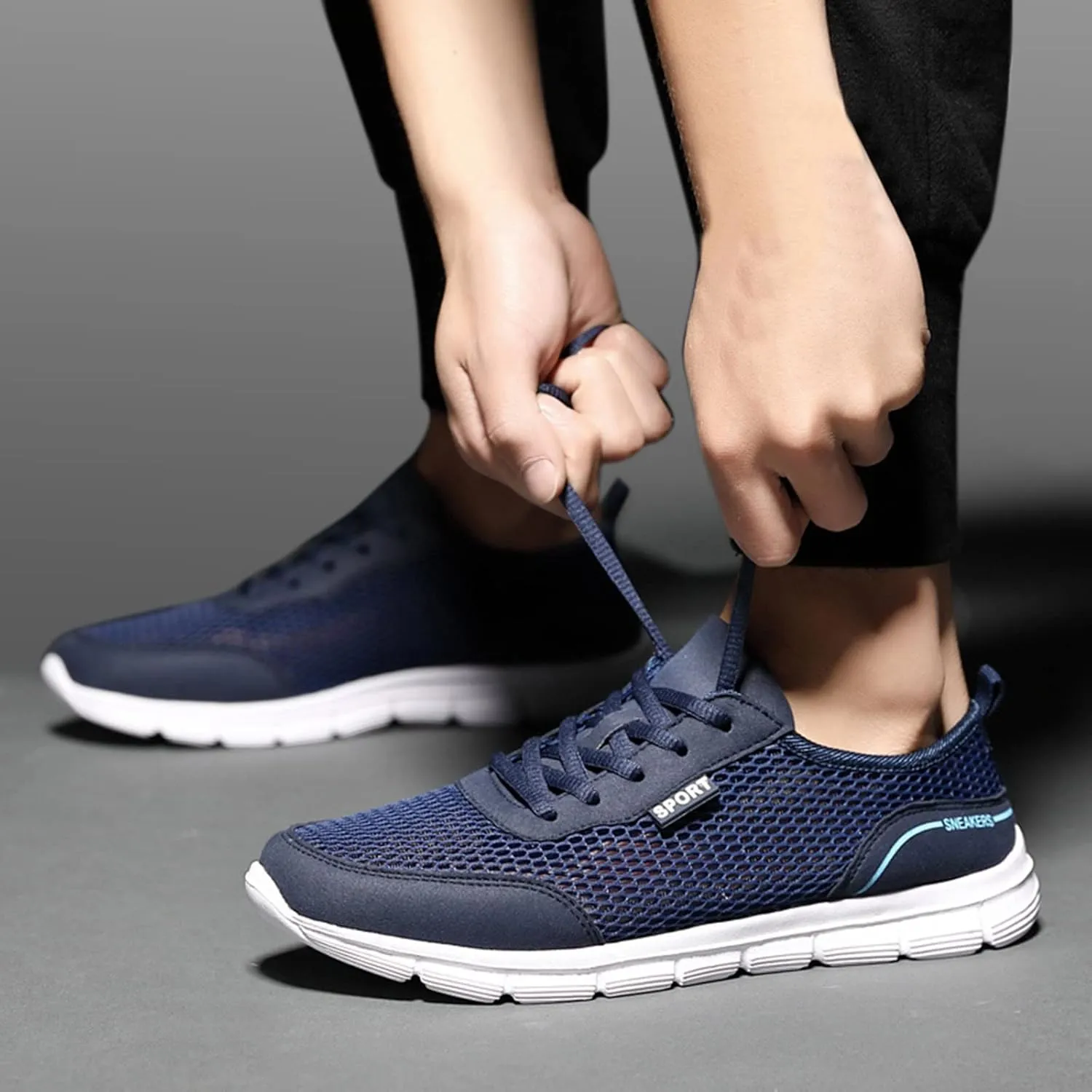 Lightweight Arch Support Sneakers for Men Breathable Elastic Fly Woven Mesh Sneaker Men's Business Casual Shoes