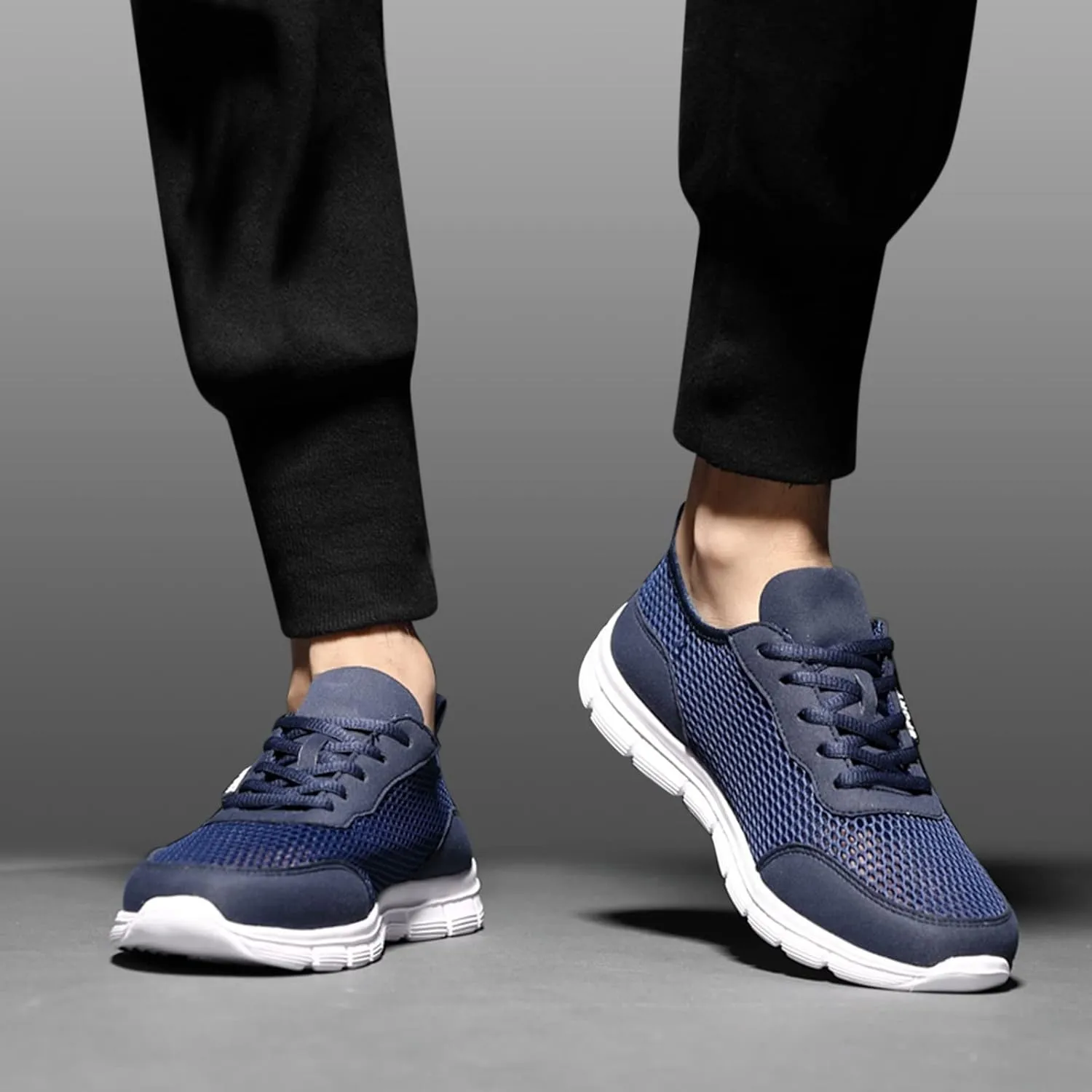 Lightweight Arch Support Sneakers for Men Breathable Elastic Fly Woven Mesh Sneaker Men's Business Casual Shoes