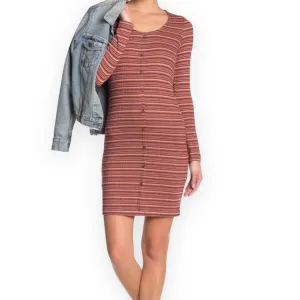 Long Sleeve Striped Fitted Above Knee Dress