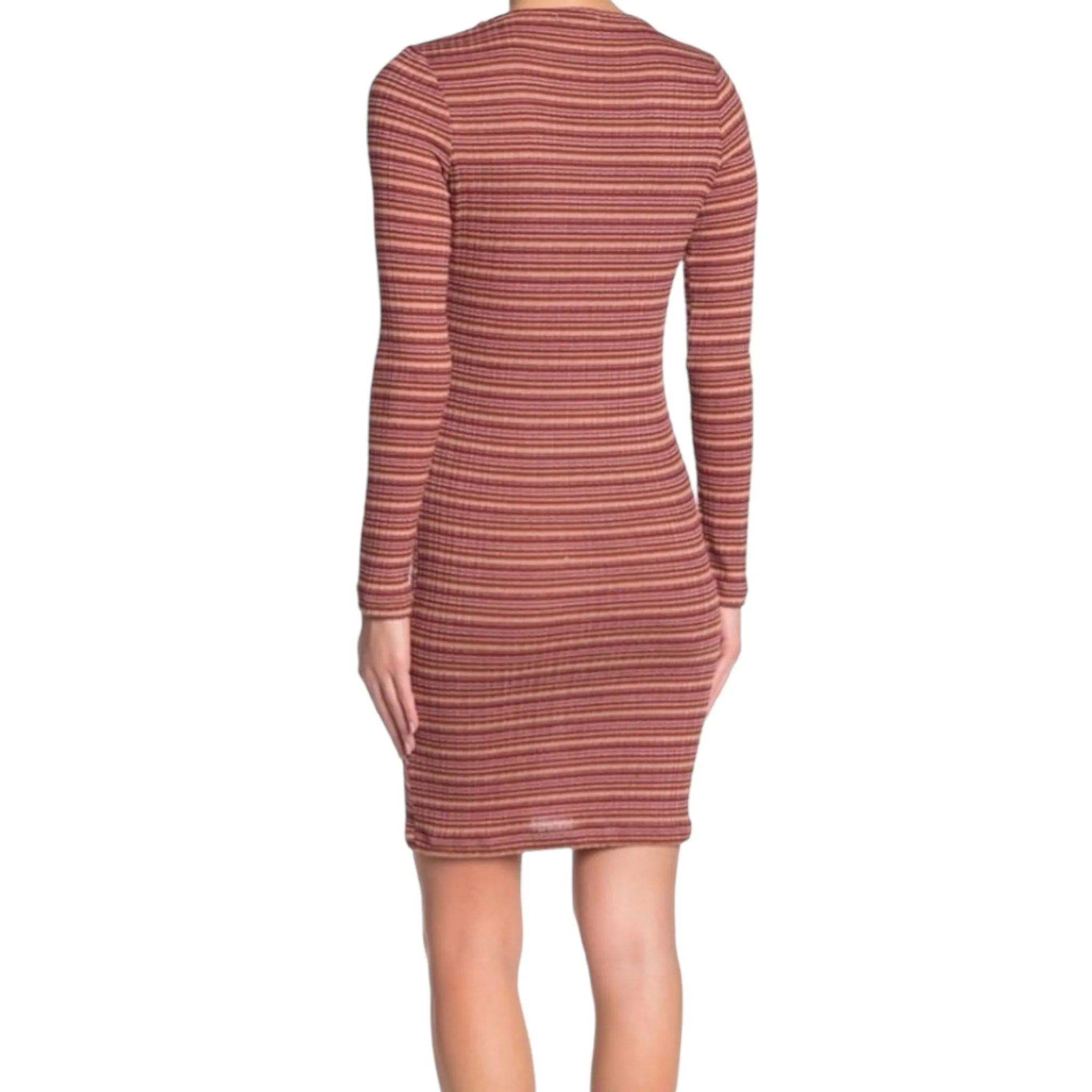 Long Sleeve Striped Fitted Above Knee Dress