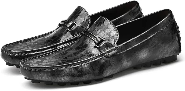 Mens Loafers Height Increasing Elevator 2.3in Vegan Leather Driving Loafers Lightweight Flexible Flat Heel Walking Fashion Slip-on