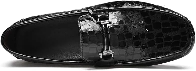 Mens Loafers Height Increasing Elevator 2.3in Vegan Leather Driving Loafers Lightweight Flexible Flat Heel Walking Fashion Slip-on