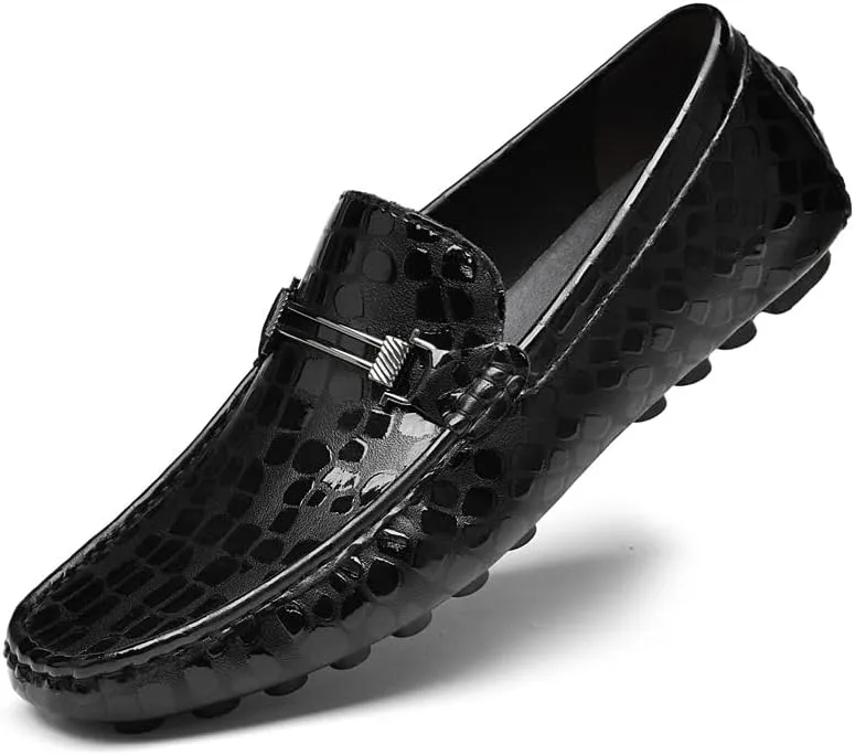 Mens Loafers Height Increasing Elevator 2.3in Vegan Leather Driving Loafers Lightweight Flexible Flat Heel Walking Fashion Slip-on