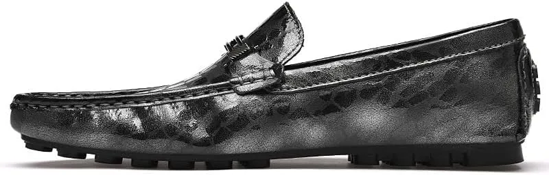 Mens Loafers Height Increasing Elevator 2.3in Vegan Leather Driving Loafers Lightweight Flexible Flat Heel Walking Fashion Slip-on