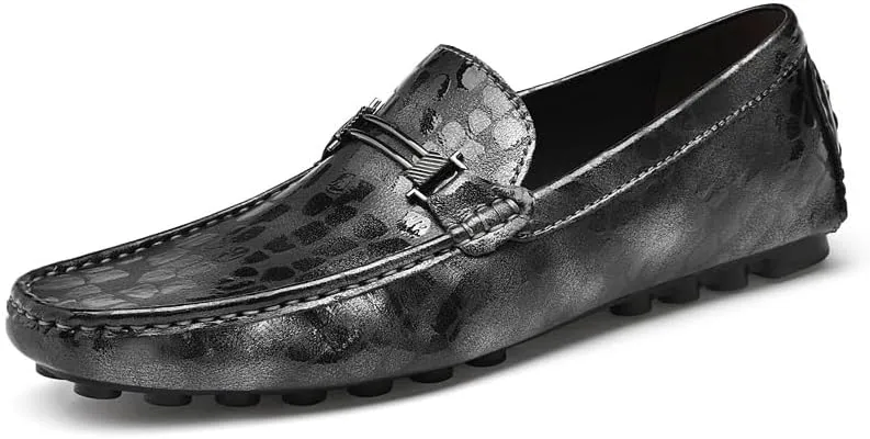 Mens Loafers Height Increasing Elevator 2.3in Vegan Leather Driving Loafers Lightweight Flexible Flat Heel Walking Fashion Slip-on