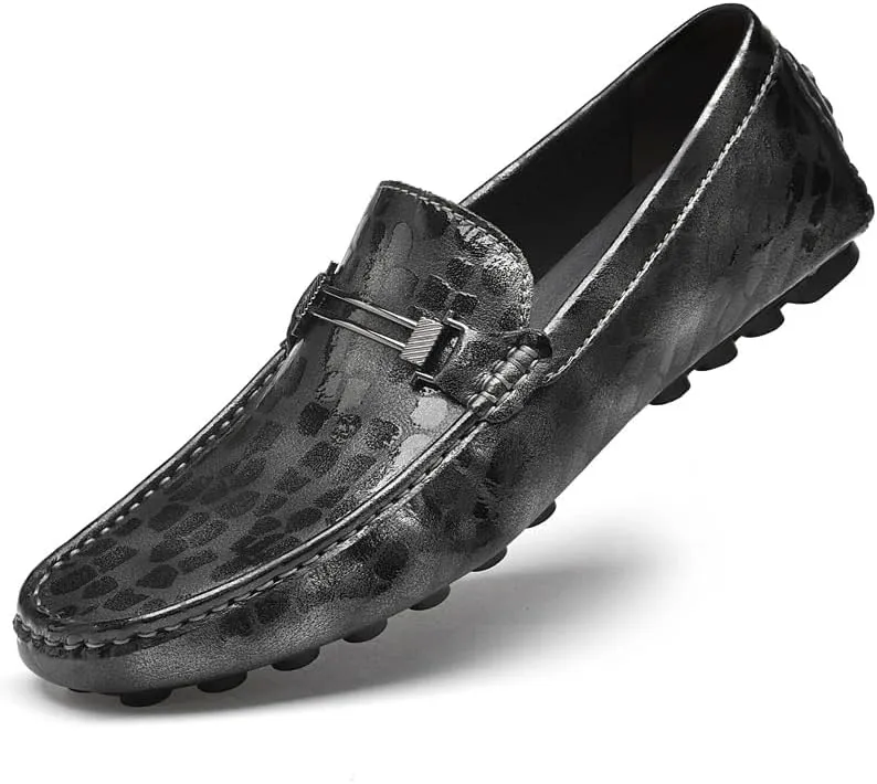 Mens Loafers Height Increasing Elevator 2.3in Vegan Leather Driving Loafers Lightweight Flexible Flat Heel Walking Fashion Slip-on