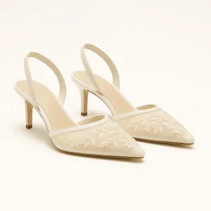 Mira - Slingback High Heels mit floraler Stickerei