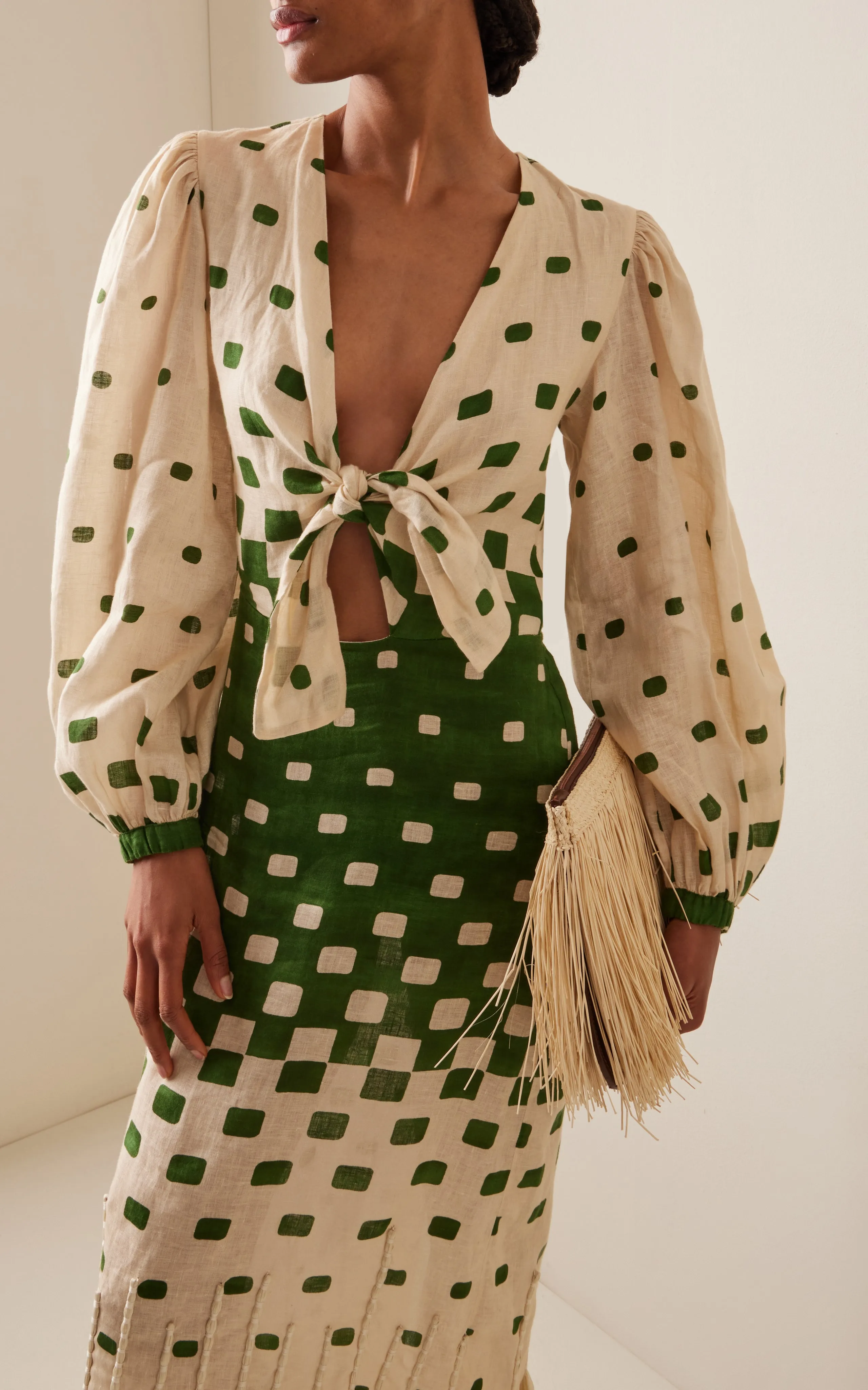 Pradera Geométrica Fringed Midi Dress