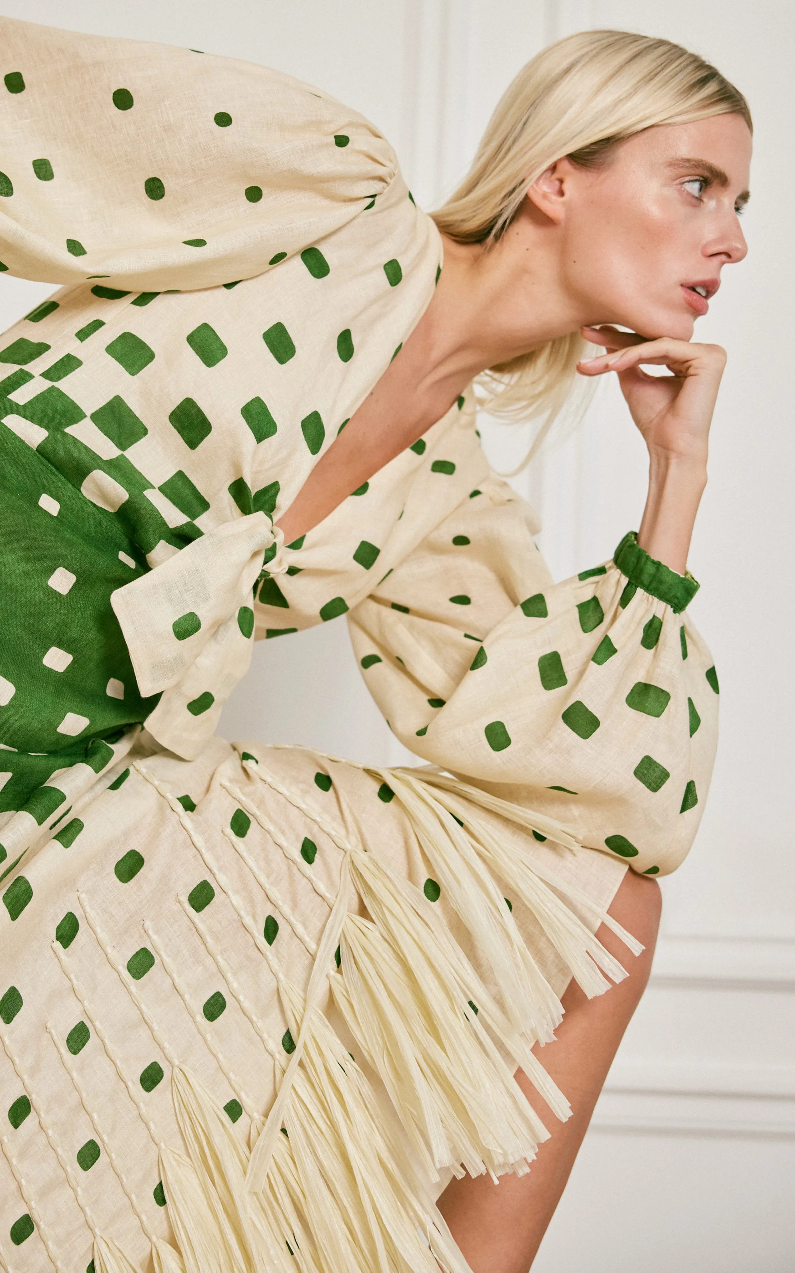 Pradera Geométrica Fringed Midi Dress