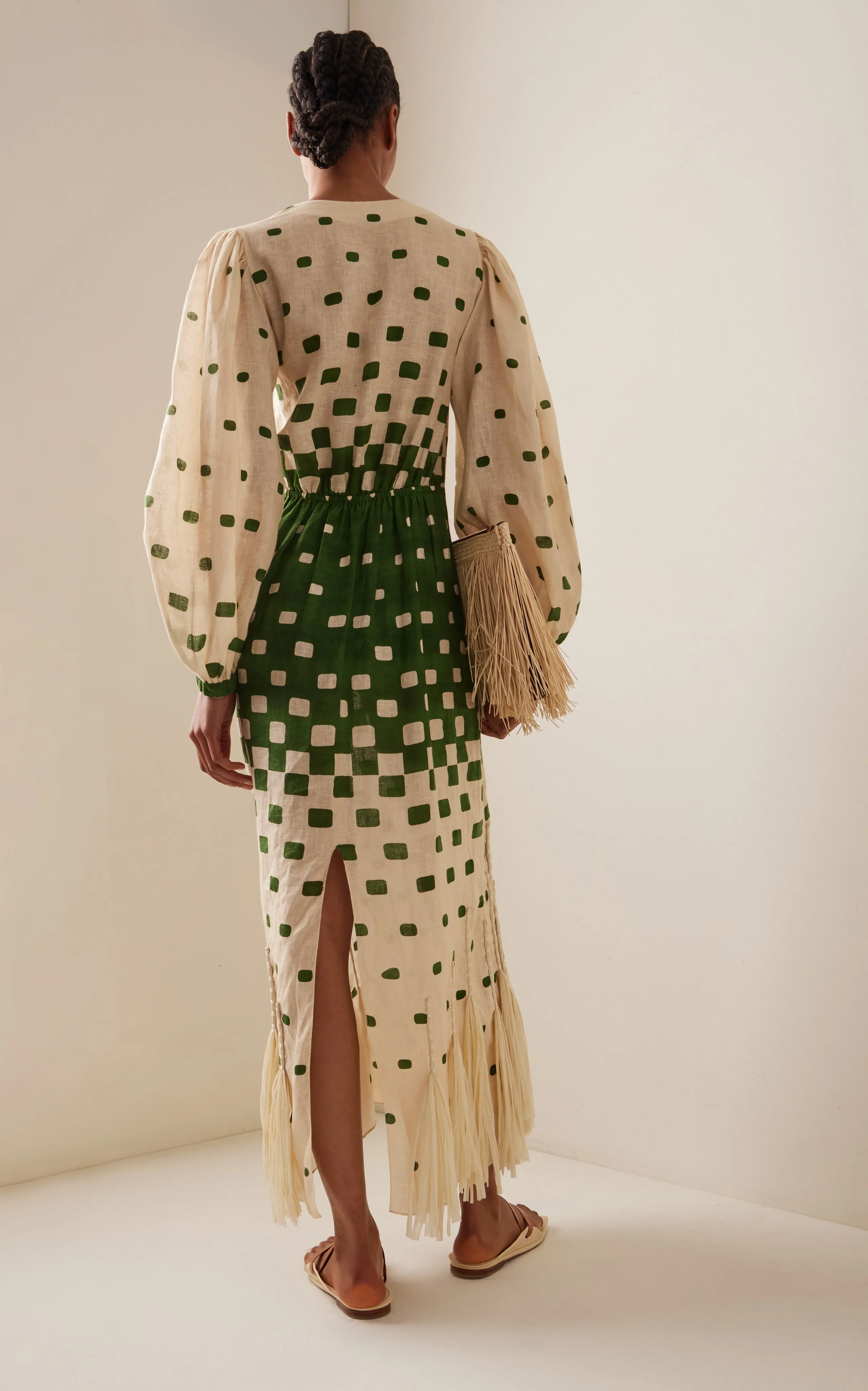 Pradera Geométrica Fringed Midi Dress