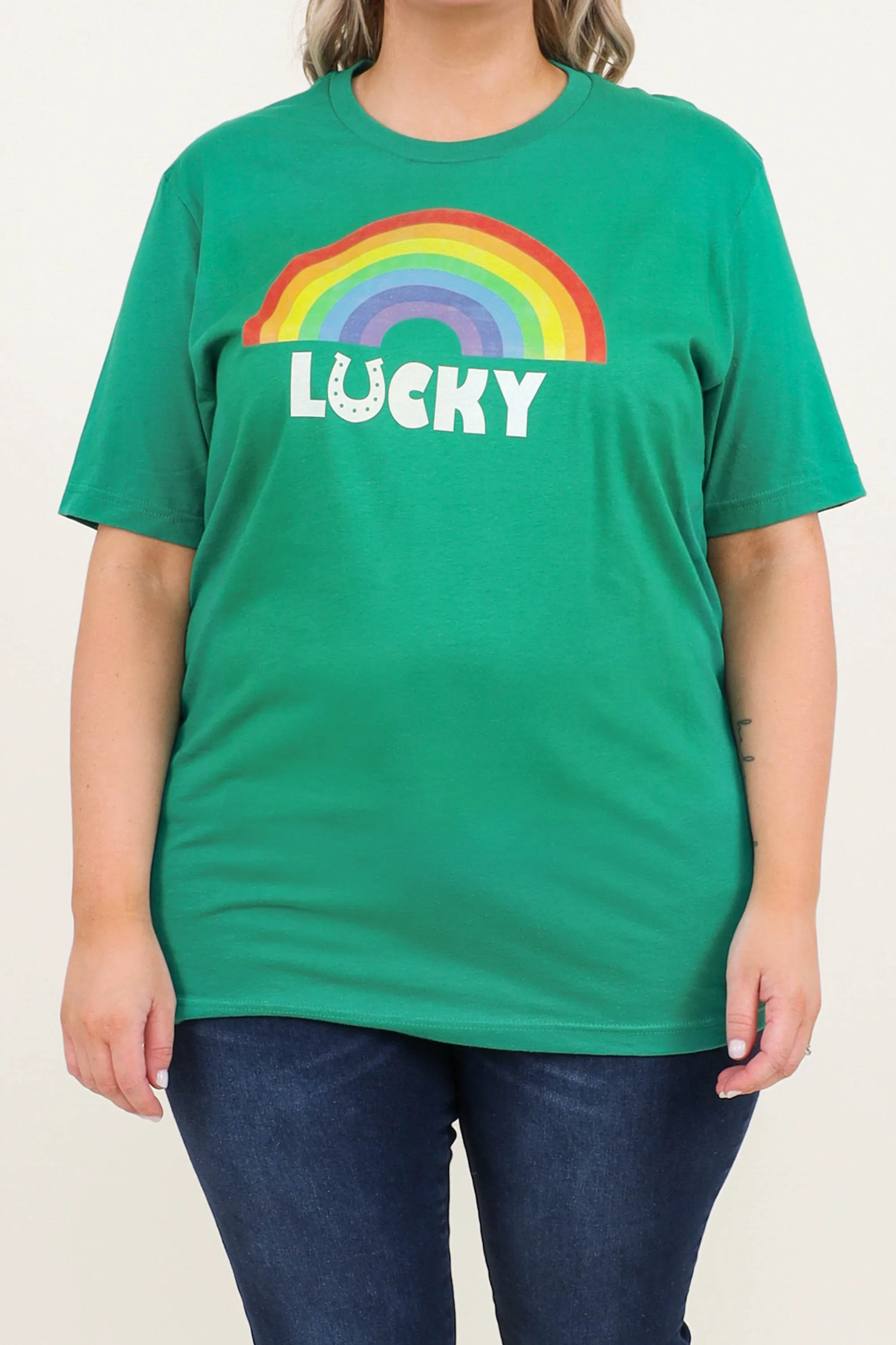 Rainbow Sunsets Tee, Kelly Green