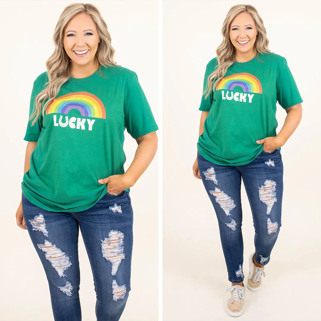 Rainbow Sunsets Tee, Kelly Green