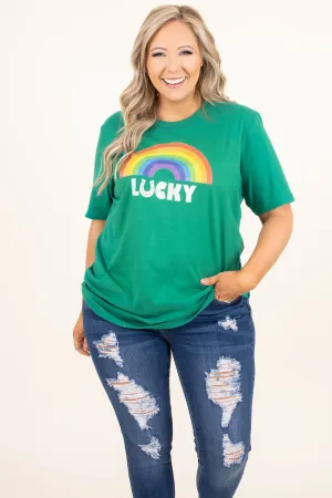 Rainbow Sunsets Tee, Kelly Green