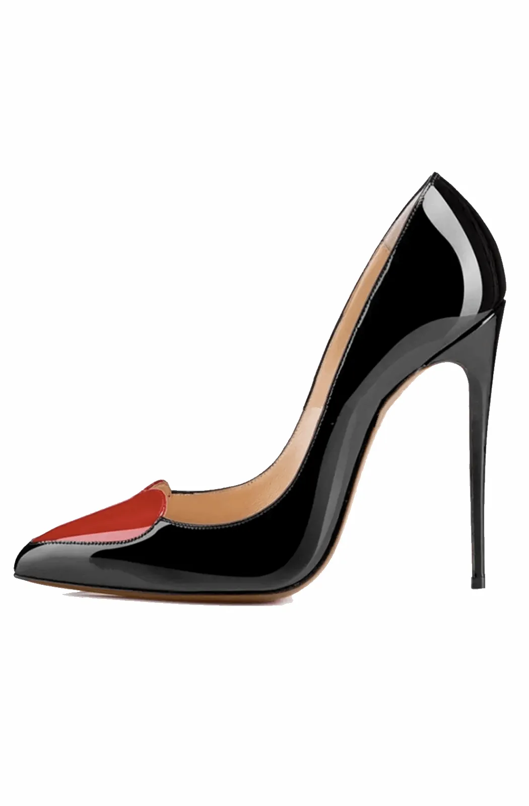 Red heart-shaped pointed toe pumps