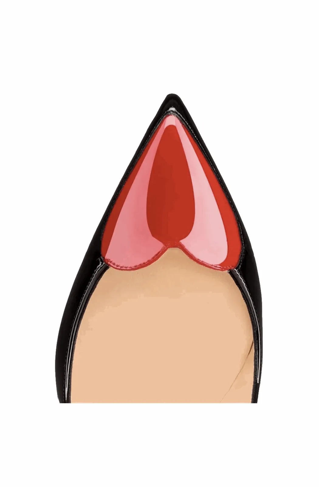 Red heart-shaped pointed toe pumps