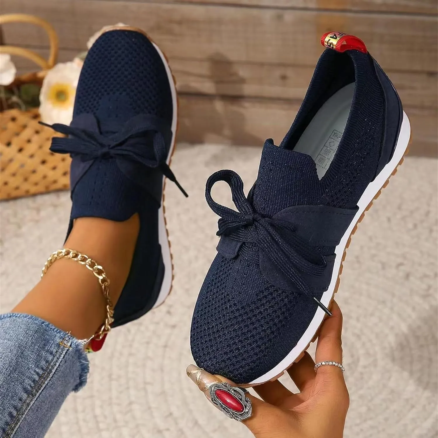 Slip On Sneakers Women Arch Support Walking Shoes Comfort Light Weight Mesh Casual Athletic Gym Tennis Running Shoes