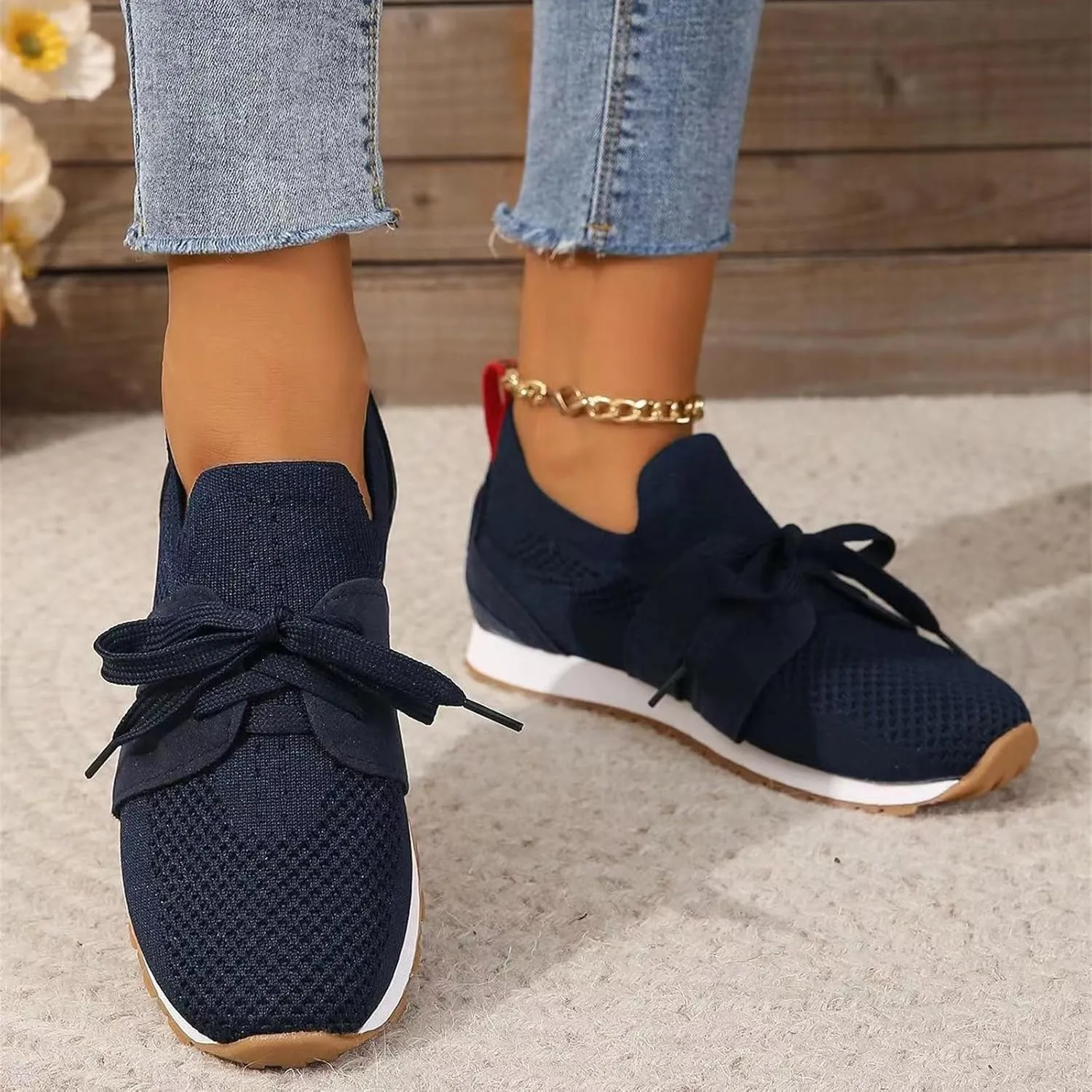 Slip On Sneakers Women Arch Support Walking Shoes Comfort Light Weight Mesh Casual Athletic Gym Tennis Running Shoes
