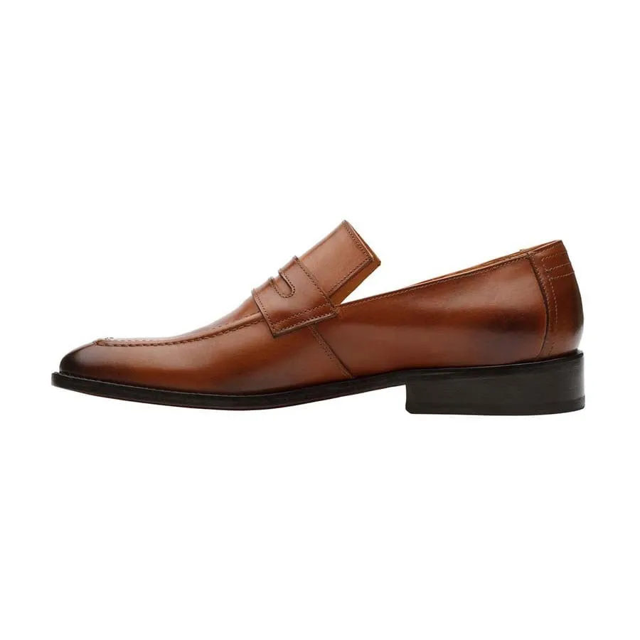Tan Square Toe Penny Loafers