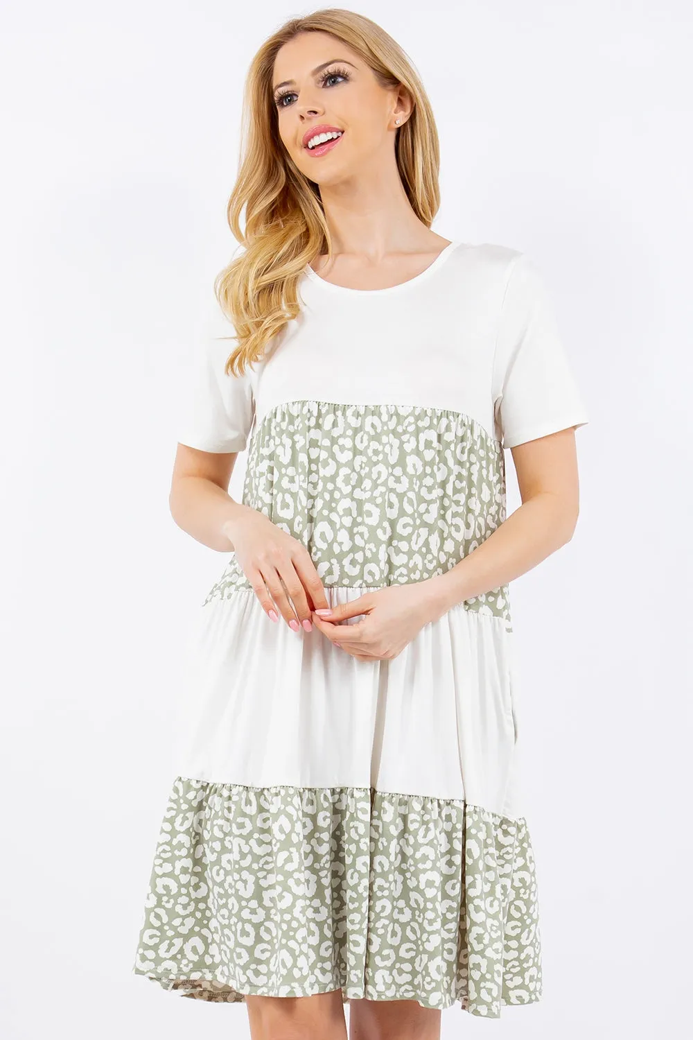 The Subtle Leopard Round Neck Short Sleeve Dress