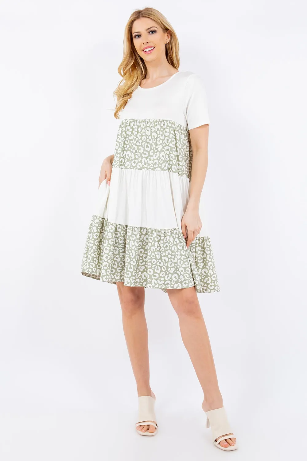 The Subtle Leopard Round Neck Short Sleeve Dress