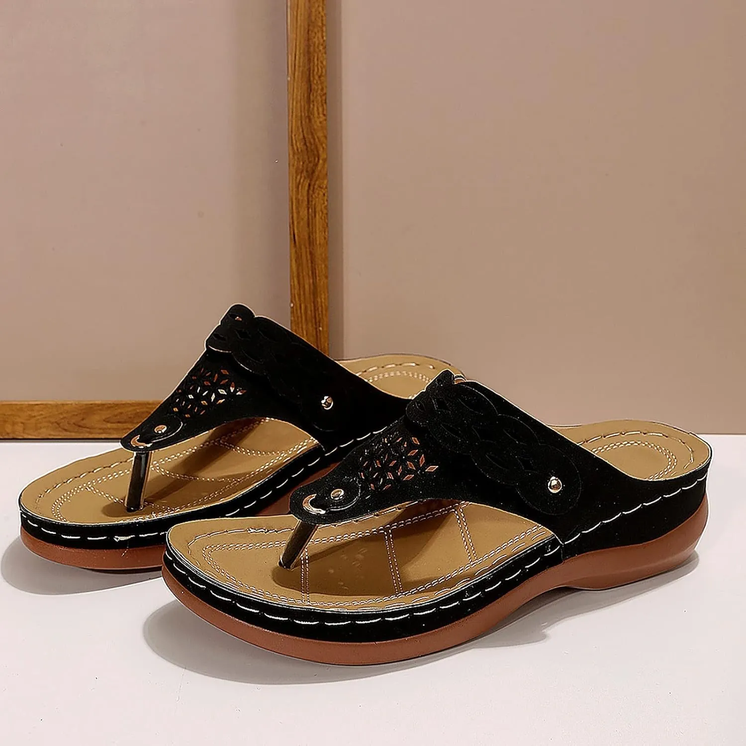 Womens Flip Flops Summer Dressy Wedge Sandals Orthopedic Platform Sandals Casual Comfortable Walking Shoes