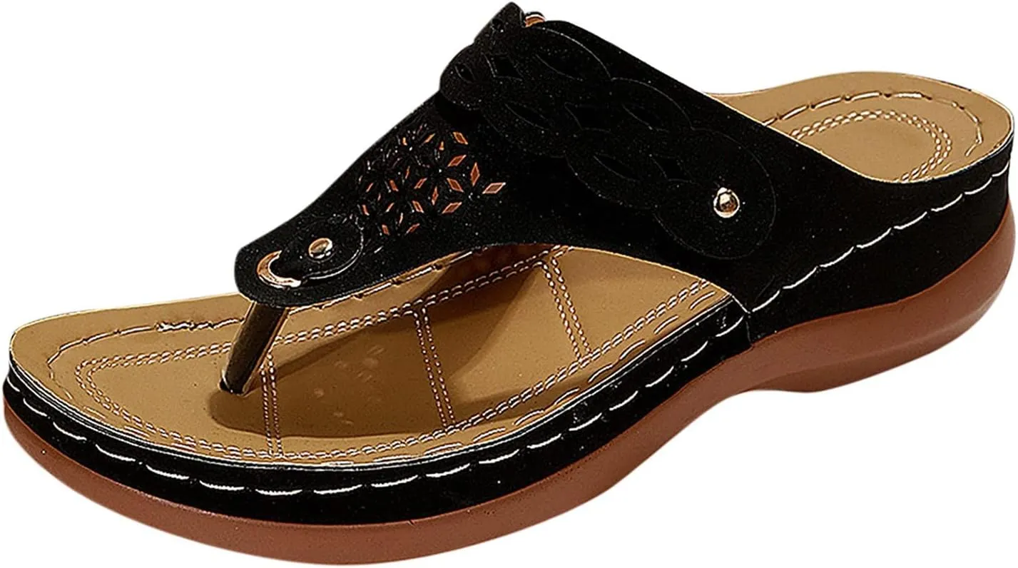 Womens Flip Flops Summer Dressy Wedge Sandals Orthopedic Platform Sandals Casual Comfortable Walking Shoes