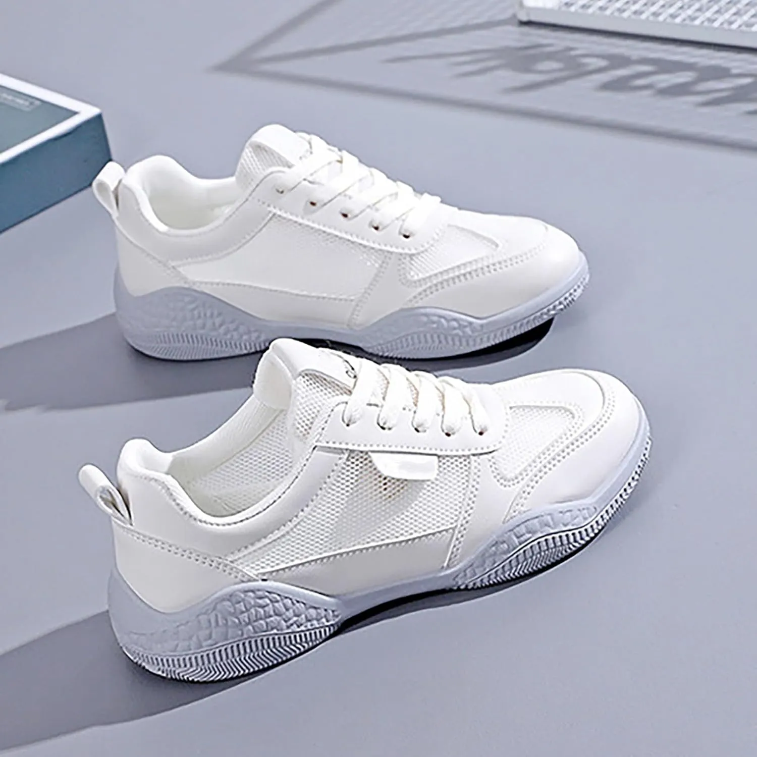 Womens Lace Up Running Shoes Non Slip Walking Shoes Mens Dress Shoes Breathable Ladies Shoes Casual Black Platform Sneaker Platform Tennis Shoe Cross Trainer Shoe